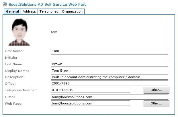 Screenshot of SharePoint AD Self Service