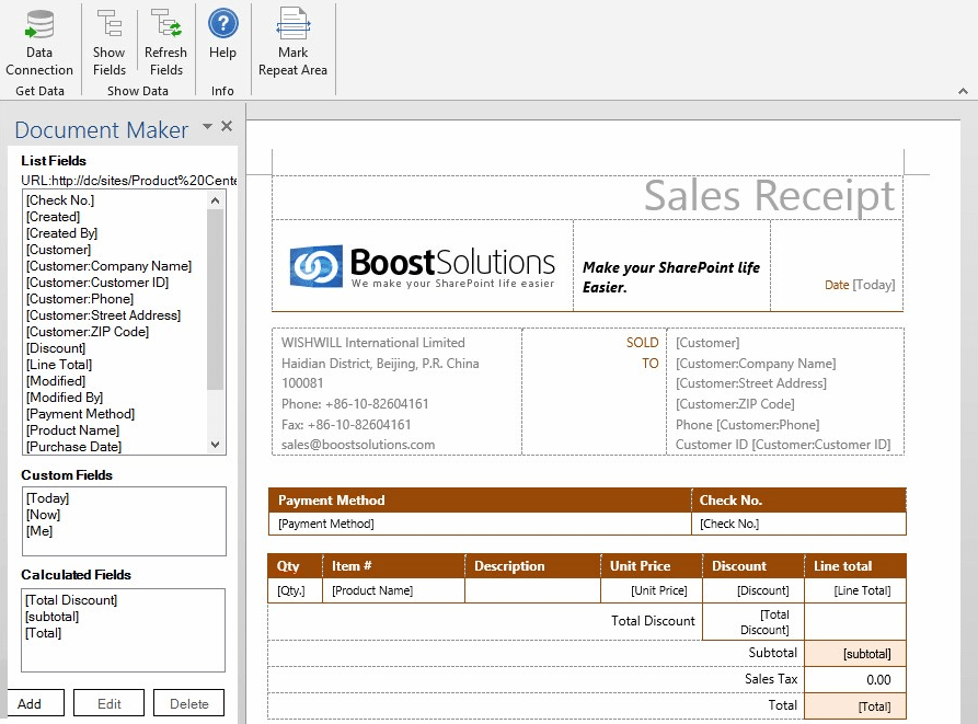 Screenshot of SharePoint Document Maker