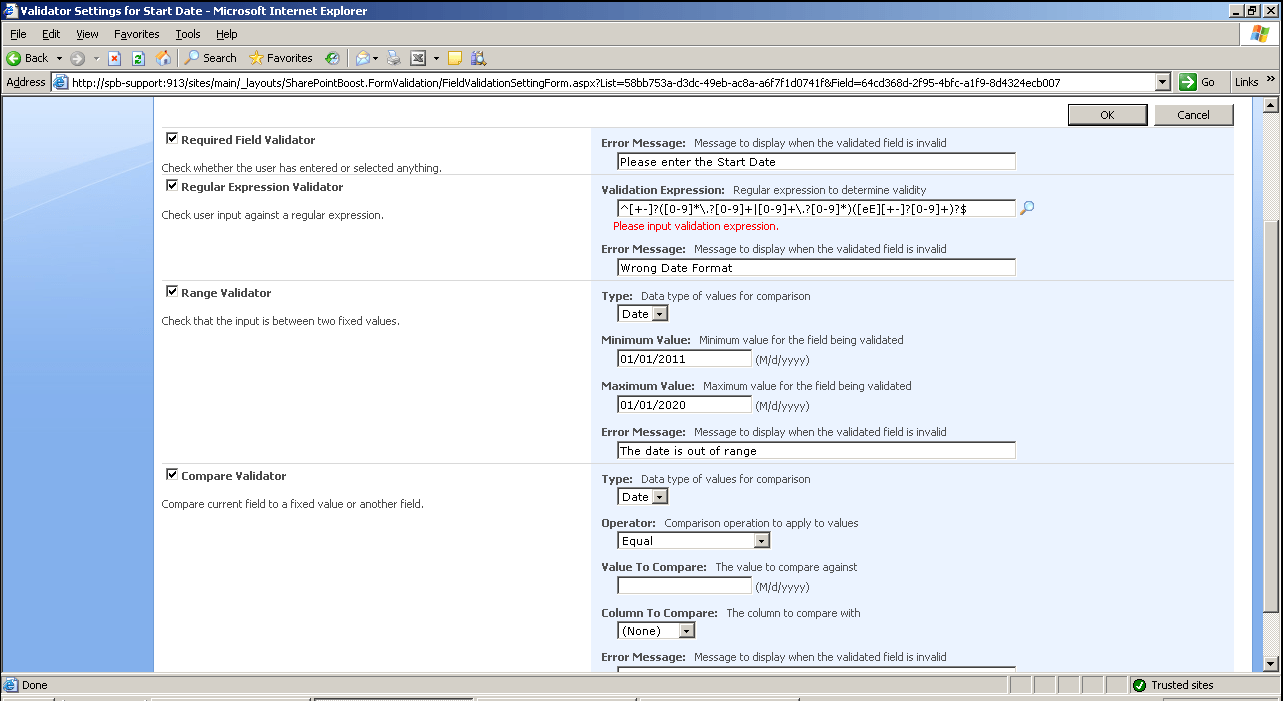SharePoint Form Validation