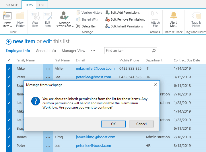 SharePoint Item Permission Batch