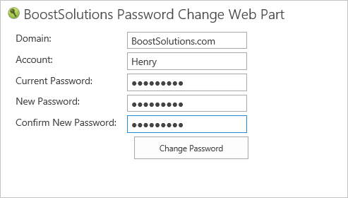 Screenshot of SharePoint Password Change and Expiration