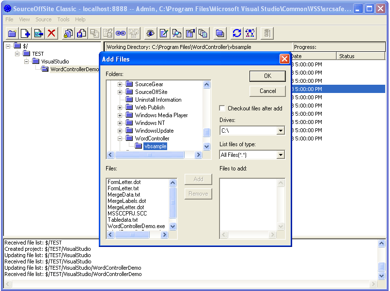 Add Files (retrospectively)Add files manually for already existing Visual Studio projects.