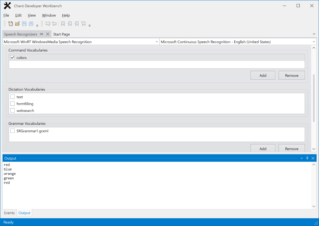 Recognizer ManagementRecognize speech from a microphone and prerecorded audio. Trace recognition events in the Events window.