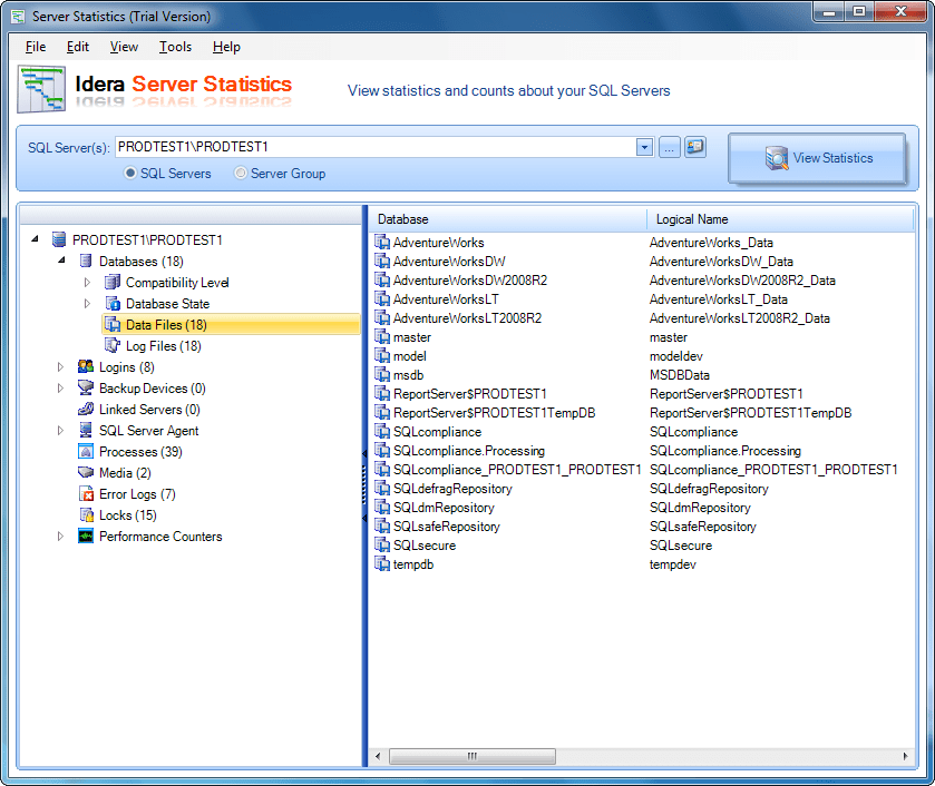 Screenshot of SQL Admin Toolset
