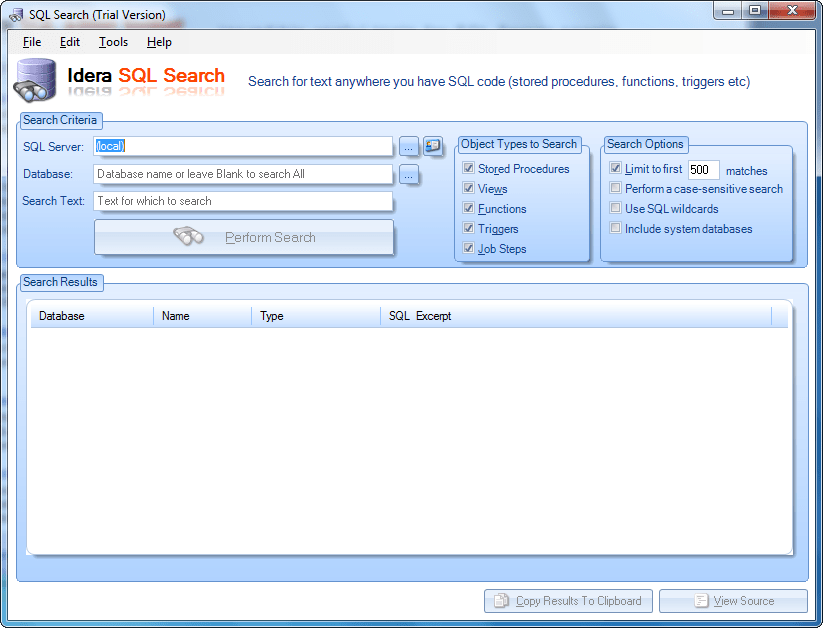 Screenshot of SQL Admin Toolset