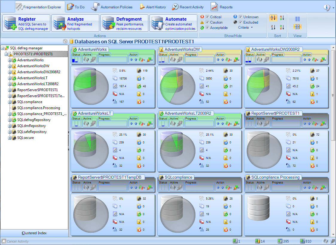 Screenshot of SQL Defrag Manager