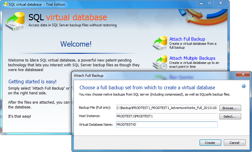 Screenshot of SQL Virtual Database