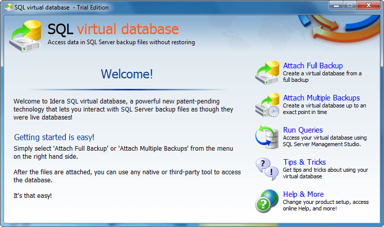 Screenshot of SQL Virtual Database