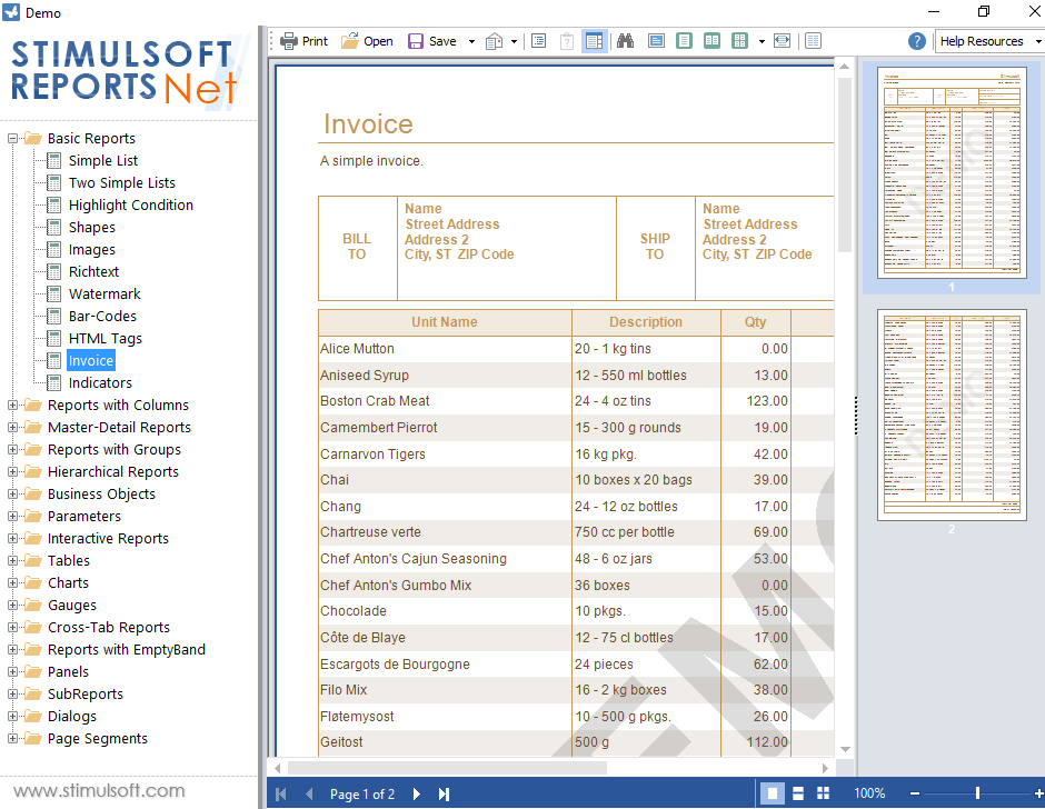 Screenshot of Stimulsoft Reports.NET