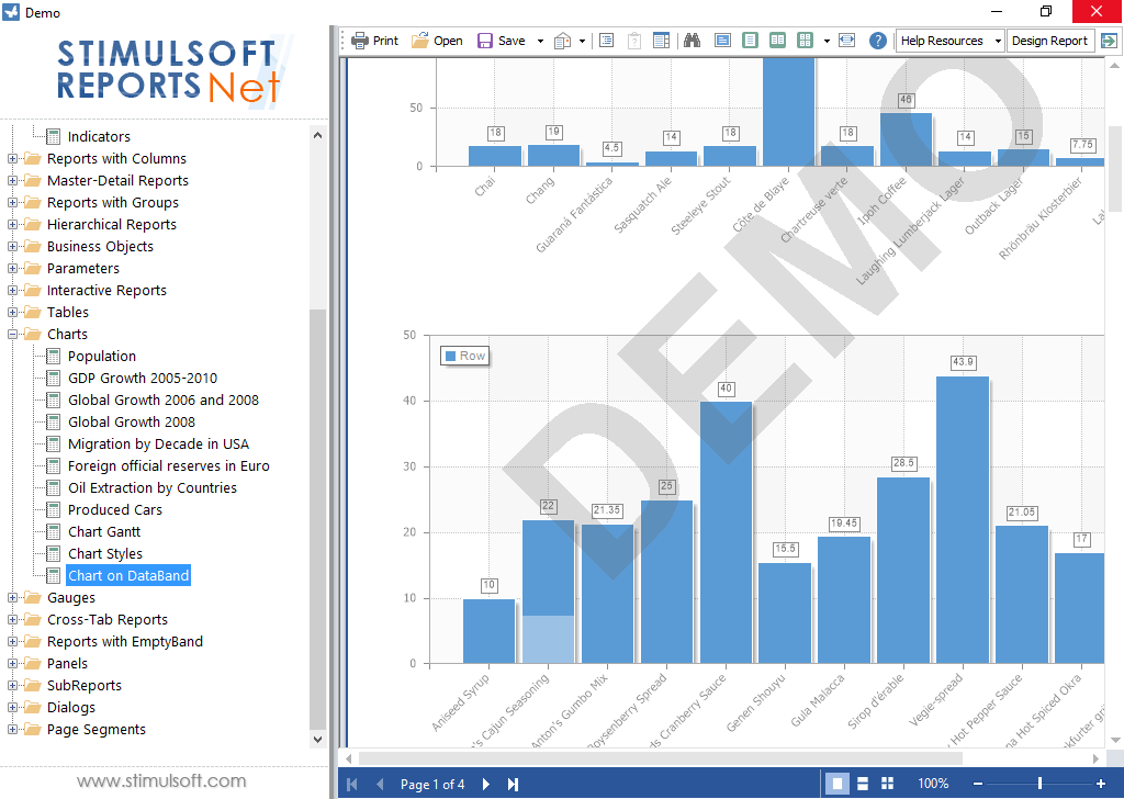 Graphic ObjectsStimulsoft Reports offers full set of graphic objects: images, charts, graphic primitives (the Shape component), barcodes, RTF text and CheckBox.