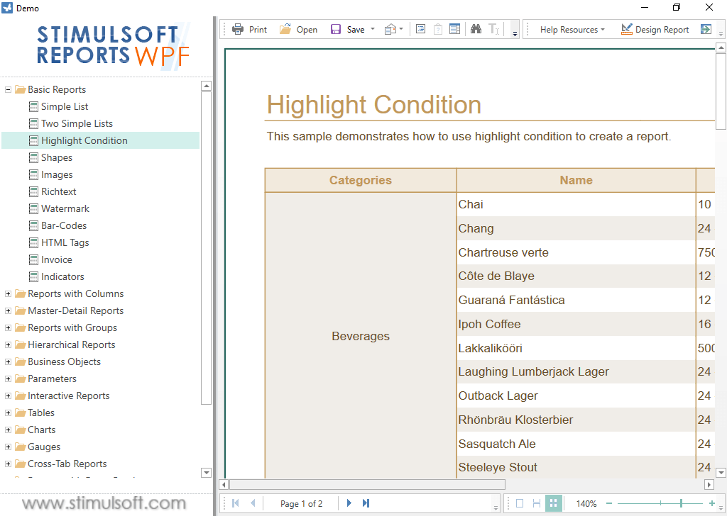 Report Viewer in WPFWith Stimulsoft Reports.Wpf you can render reports in a WPF Viewer. The component can show reports, zoom, save to different formats, print a