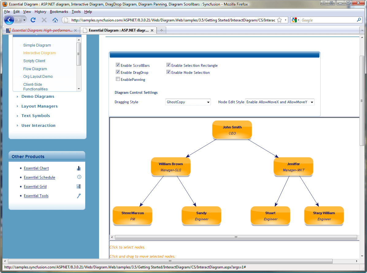 Diagram interactivity Diagram interactivity is achieved using a combination of client-side image maps, client-side JavaScript, and server-side events raised by
