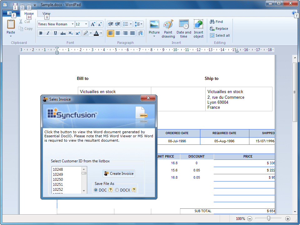 Syncfusion Essential DocIO for WPF
