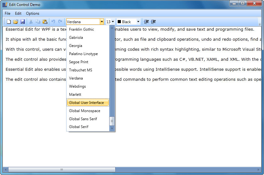 Screenshot of Syncfusion Essential Edit for WPF