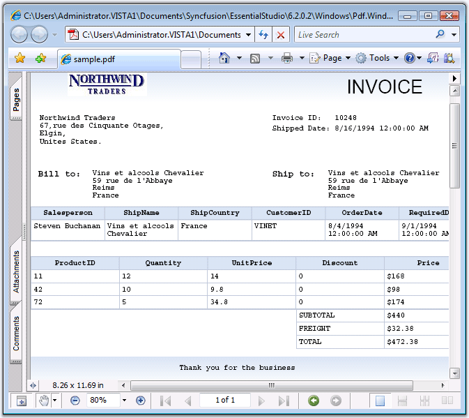 PDF InvoiceDynamically create richly formatted invoices with rich PDF content.