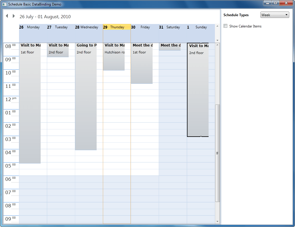 Screenshot of Syncfusion Essential Schedule for WPF