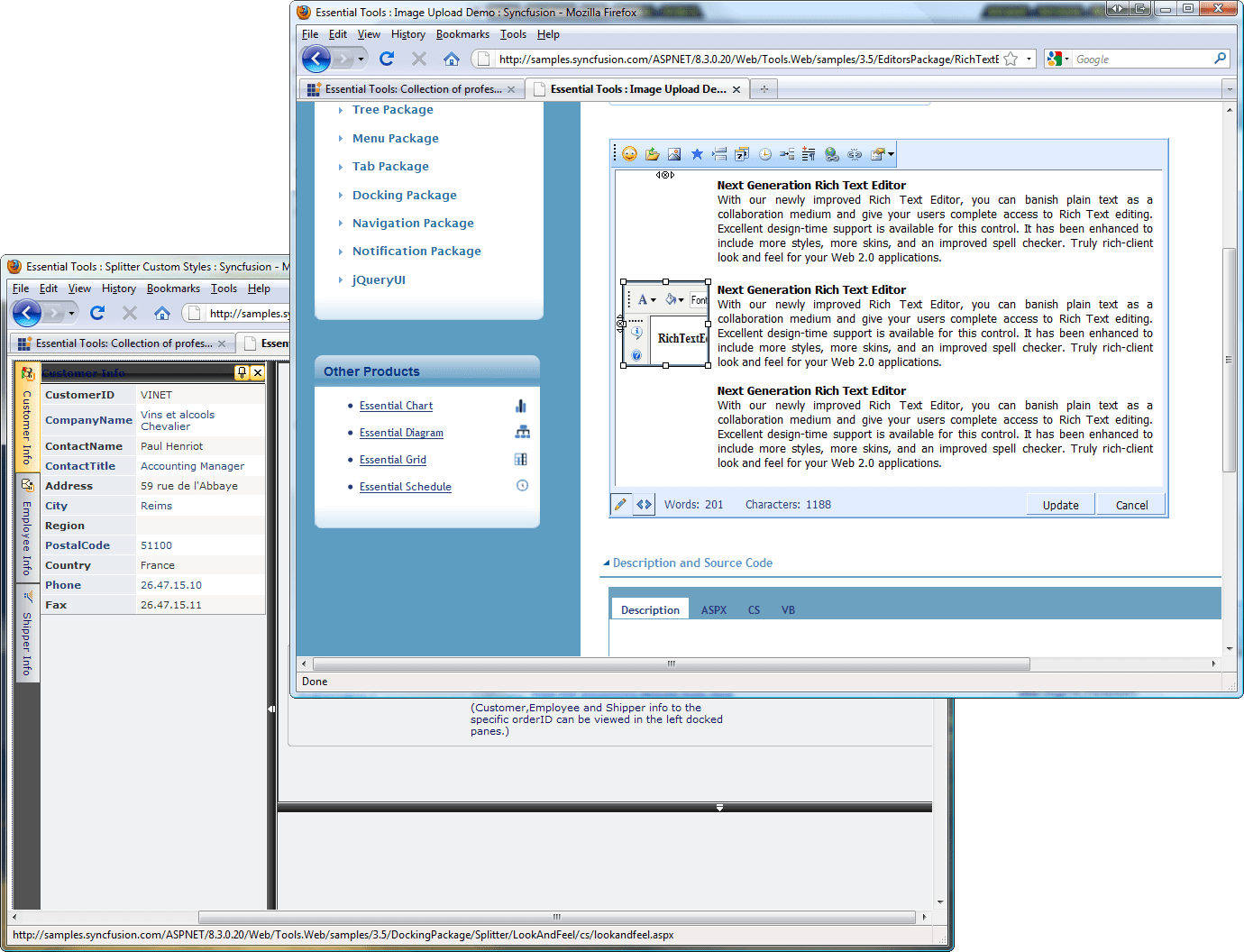 Screenshot of Syncfusion Essential Tools for ASP.NET