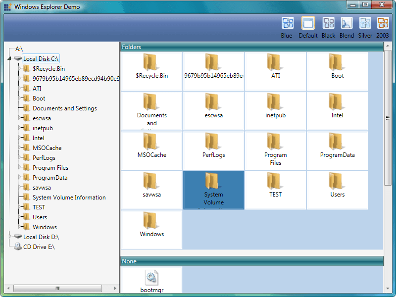 TreeviewThis sample illustrates a TreeViewAdv used to create a UI similar to that of Windows Explorer.