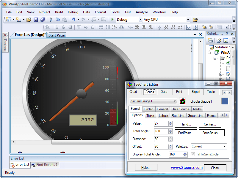 GaugesTeeChart for .NET includes several Gauges series types: Circular Gauge, Linear Gauges, Numeric Gauge, etc..
