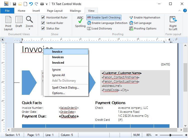 Reliable and Accurate Spell CheckingUsing TX Spell .NET for WPF you can add extremely fast, highly reliable and very accurate spell checking to your TX Text Con