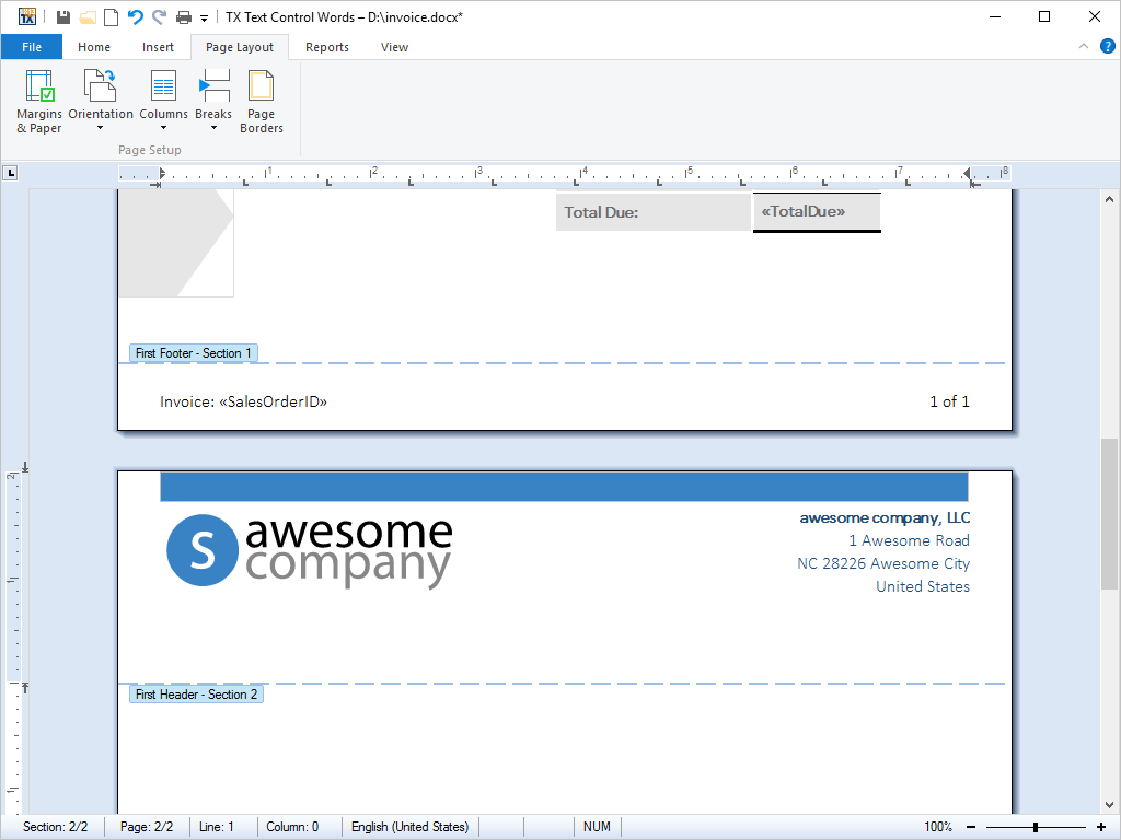 Document SectionsThe document sections feature of TX Text Control ActiveX allows documents to be divided into an unlimited number of different parts. Each part,