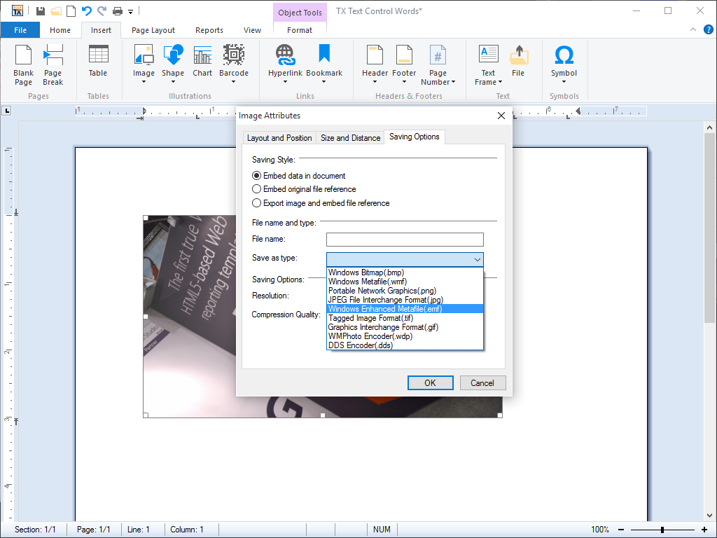 ImagesTX Text Control ActiveX is especially powerful for importing images into word processing documents and supports a wide range of image file formats.