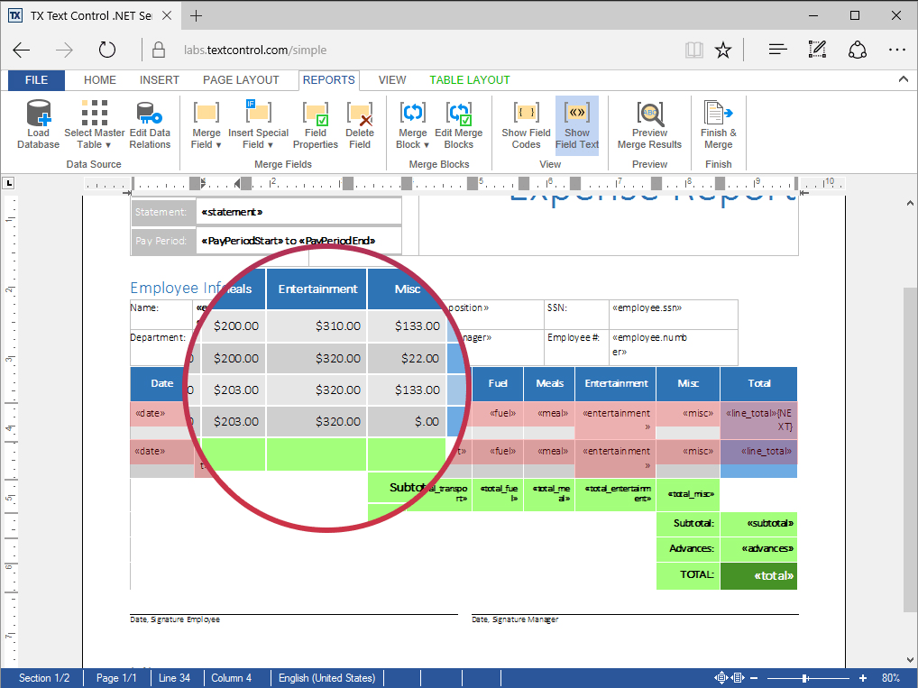 Screenshot of TX Text Control .NET for WPF Professional