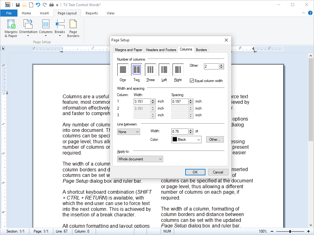Page ColumnsColumns are a useful word processing feature, most commonly used to present information effectively, making it easier and faster to comprehend.