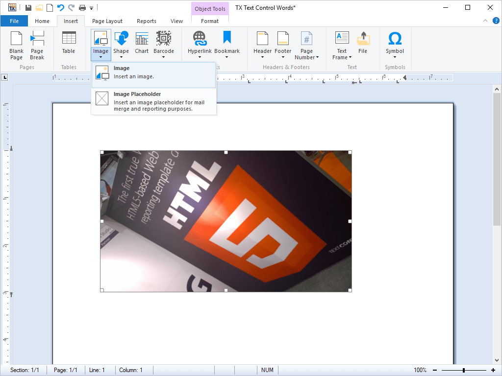 Image FormatsTX Text Control .NET for WPF supports Tagged Image File Format (TIFF), Windows Meta File (WMF), Bitmap (BMP), Joint Photographic Experts Group (JPE