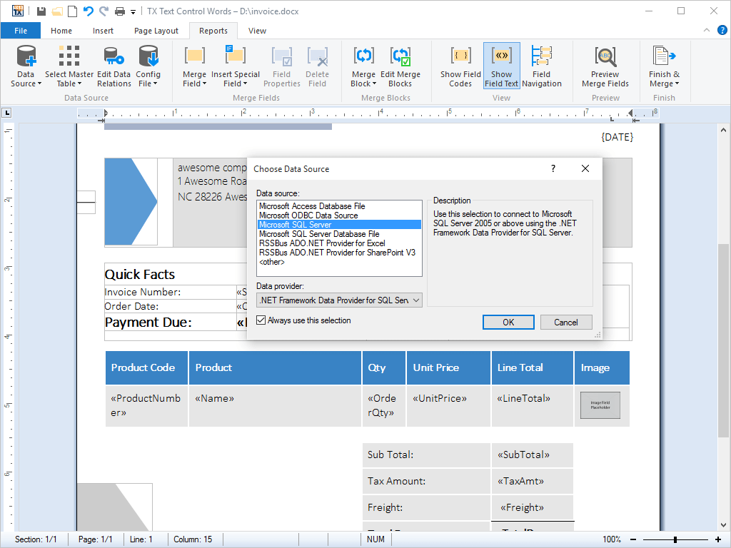 Loading from and Saving to DatabasesUsing a fully abstracted database layer, TX Text Control .NET for WPF can load and save plain text and formatted blocks of t