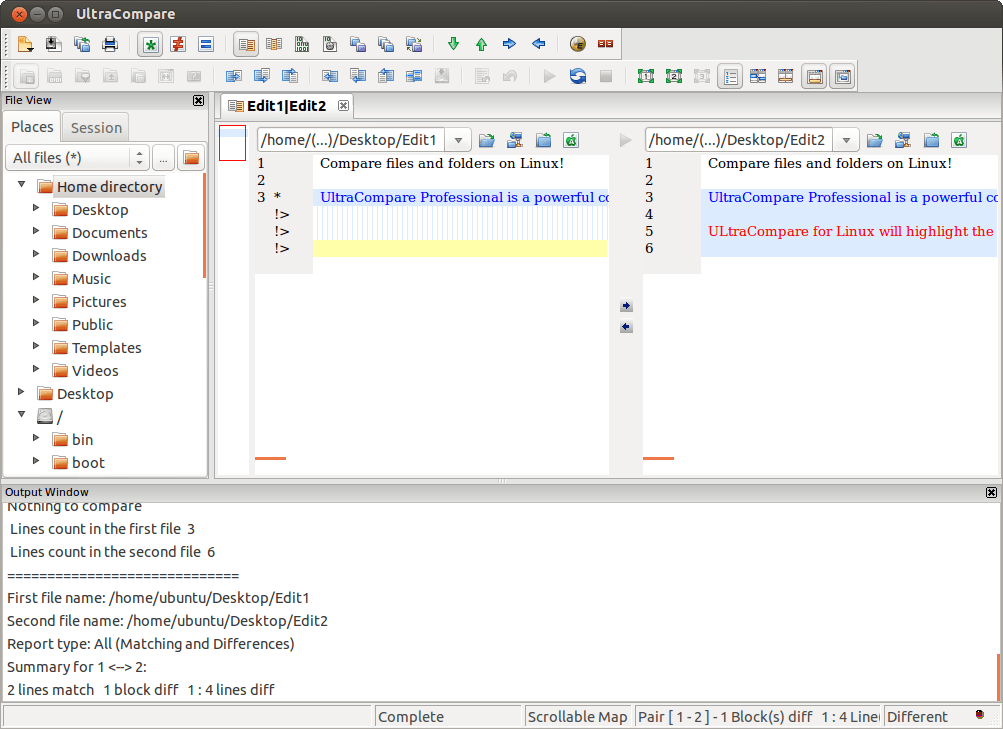Screenshot of UltraCompare for Linux