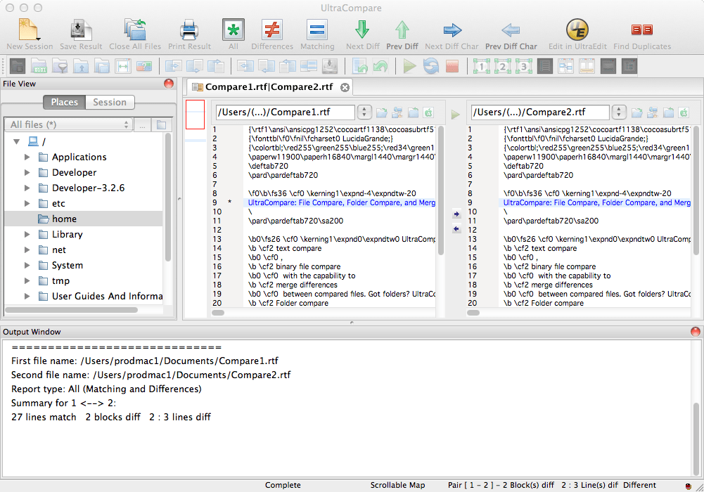Screenshot of UltraCompare for Mac