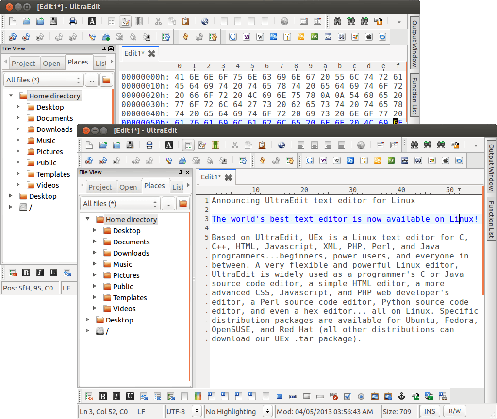 Screenshot of UltraEdit for Linux