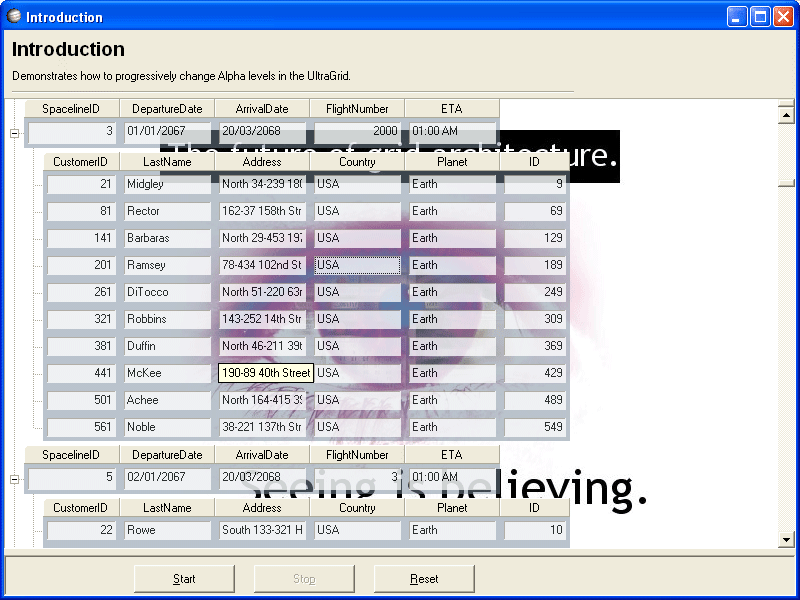 UltraGrid - Alpha BlendingYou can progressively change Alpha levels in UltraGrid.