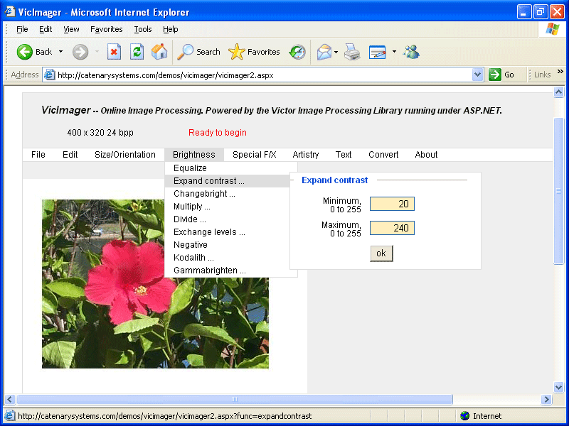 Screenshot of Victor Image Processing Library