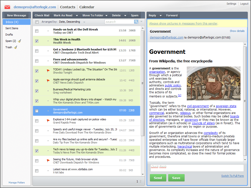 WebMail Pro for ASP.NET