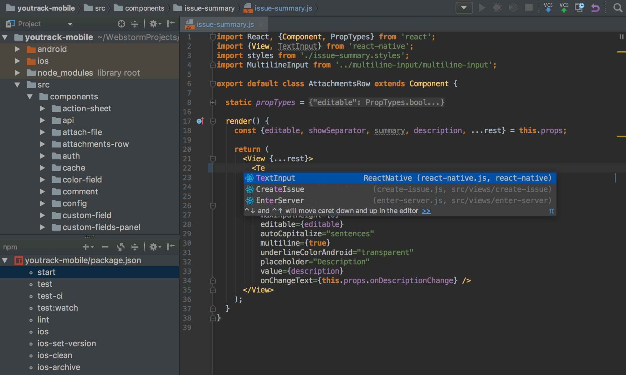Screenshot of WebStorm