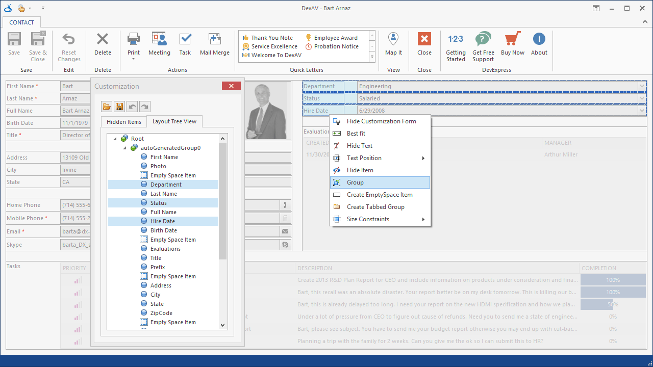 XtraLayoutControl Suite