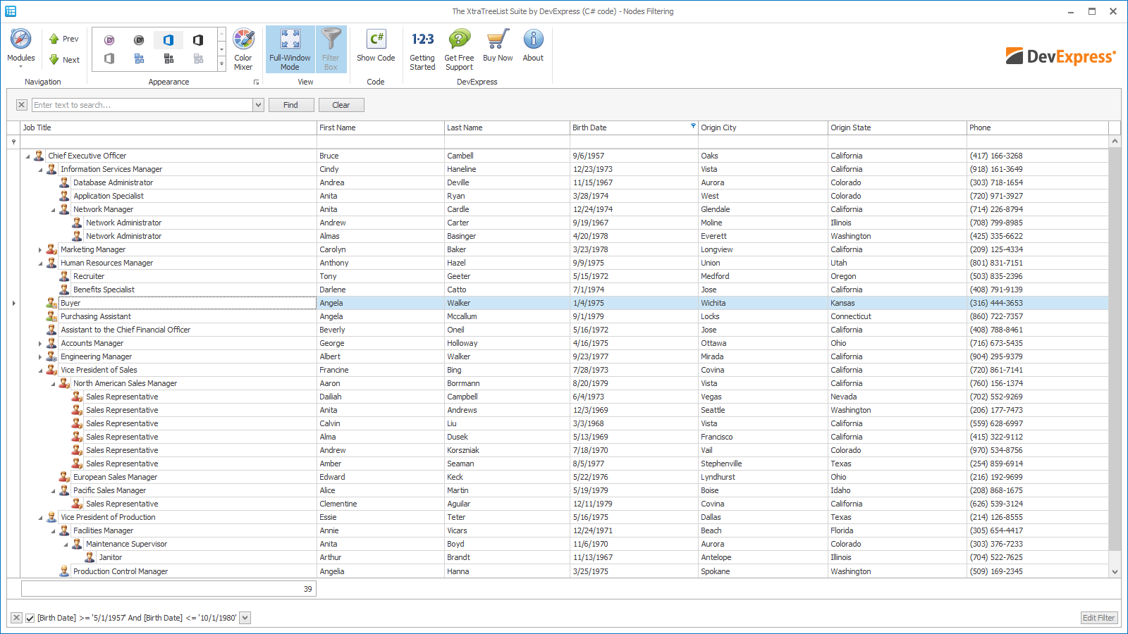 XtraTreeList Suite