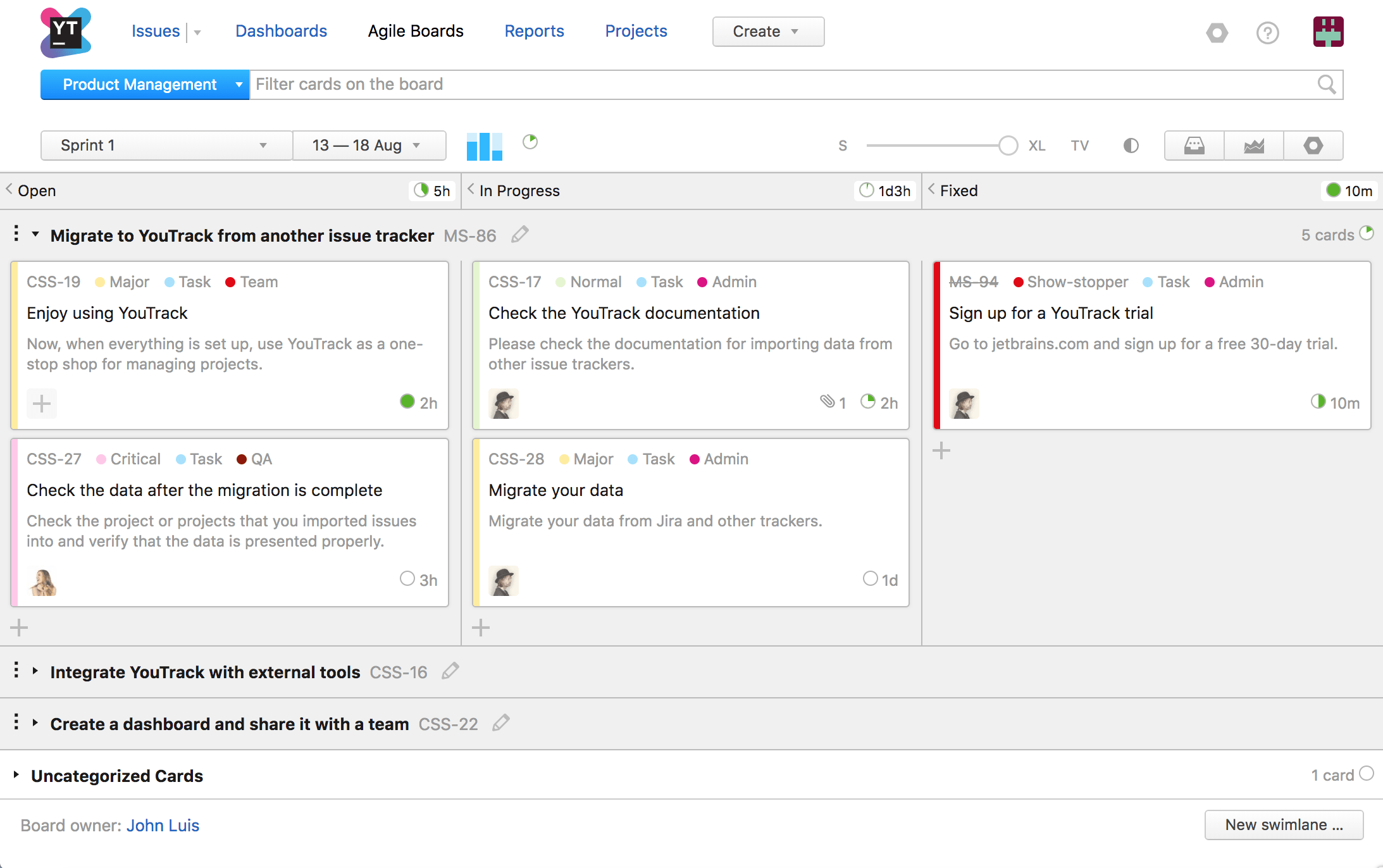 Screenshot of YouTrack