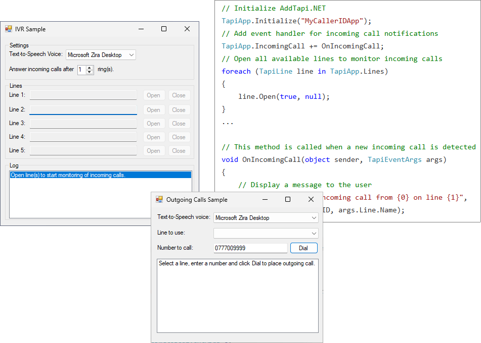 Screenshot of AddTapi.NET