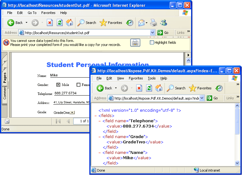 Export XMLYou can export the content of a Pdf file into the XML stream.