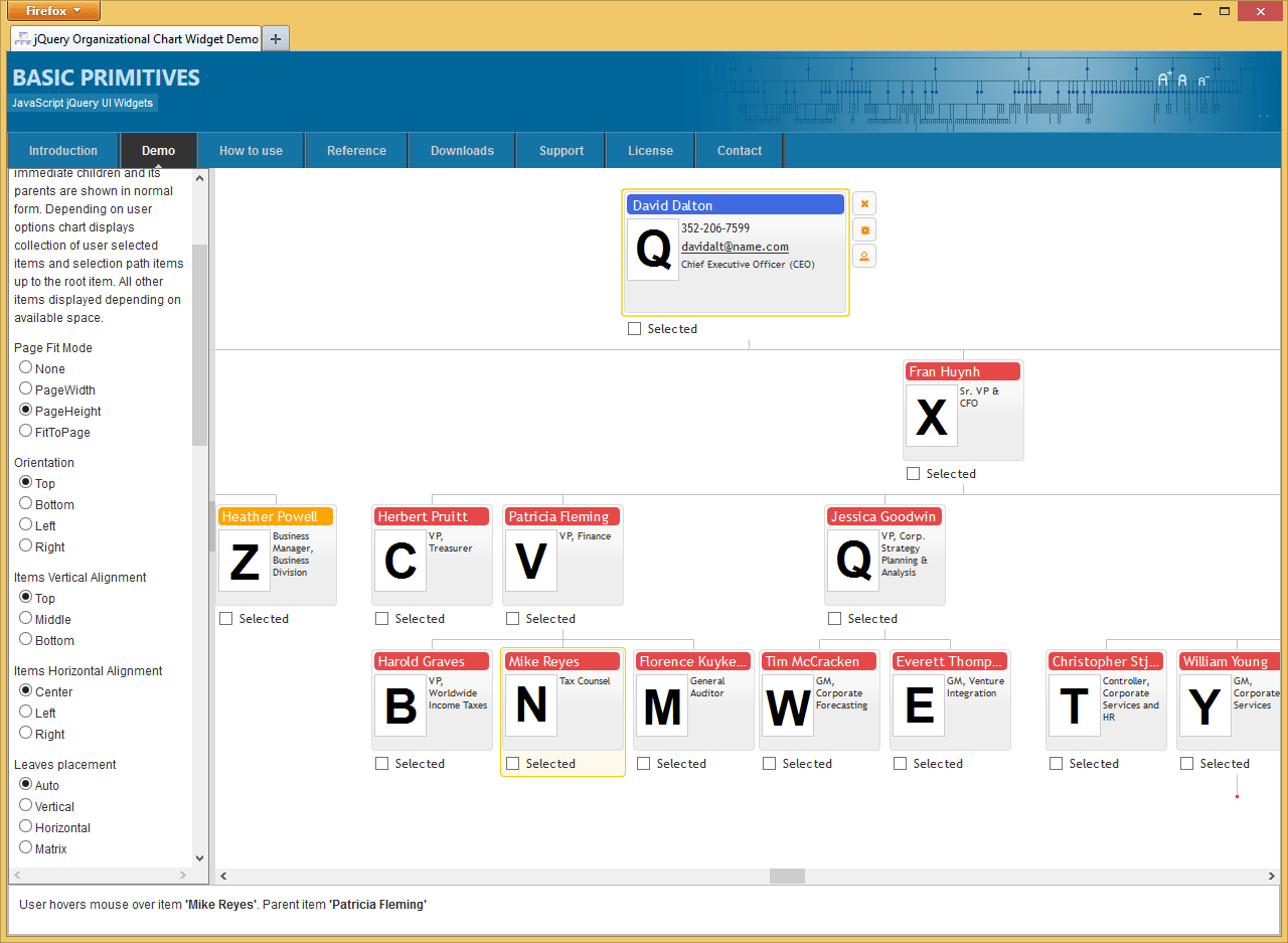 Screenshot of Basic Primitives Diagram