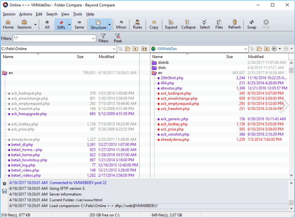Screenshot of Beyond Compare