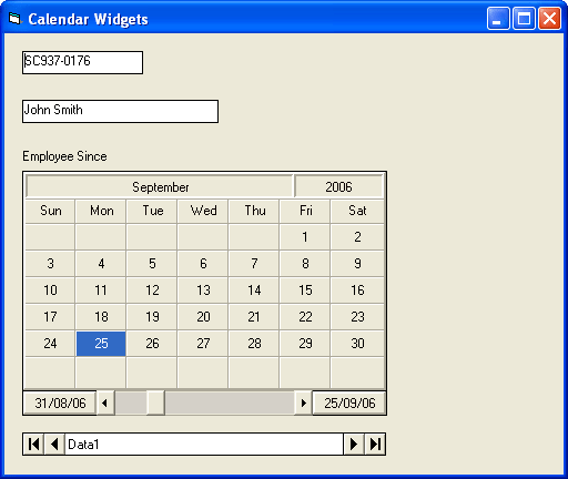 Customize Month ViewThere are many properties in the MonthView control that let you customize the display to your liking. In addition to bevels, alignment and c