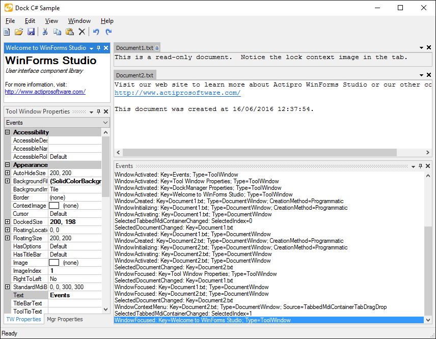Screenshot of Actipro Docking & MDI for WinForms