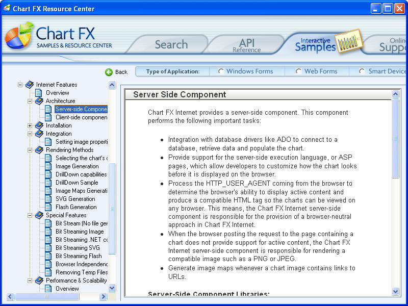 Internet FeaturesChart FX Internet was designed for Webmasters and Internet Developers wanting to provide charts on their Web sites or Corporate intranets. It i