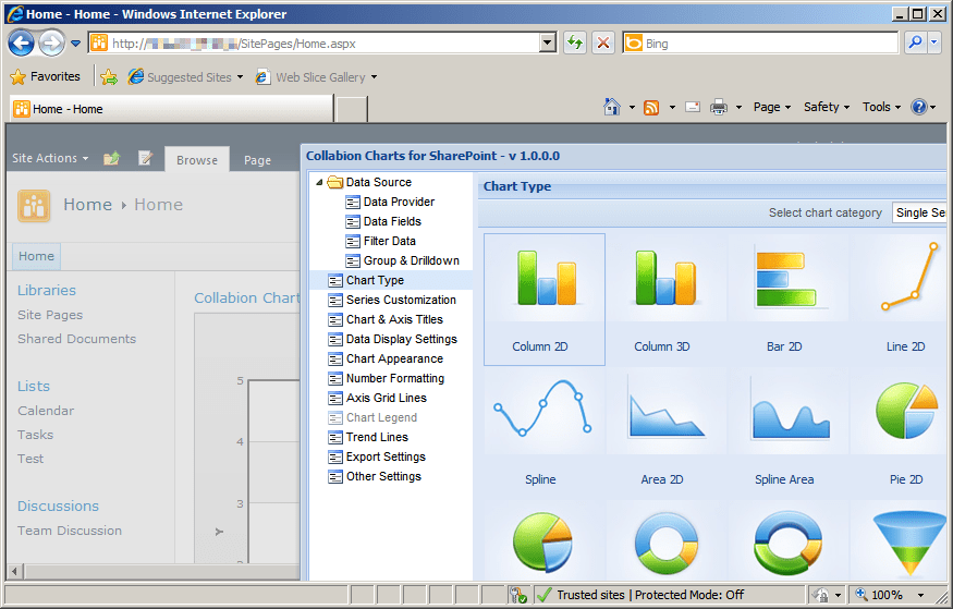 Screenshot of Collabion Charts for SharePoint