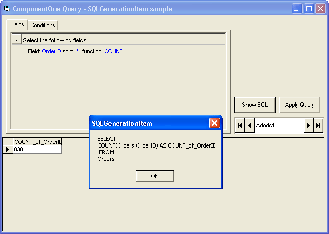 Generate QueryGenerate SQL Queries from your data. Use the item selector to select the fields you need and apply the query to see results of show SQL