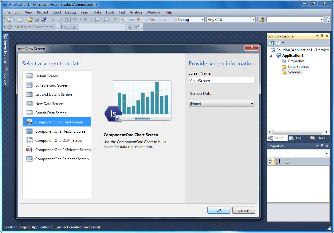 Screenshot of ComponentOne Studio LightSwitch